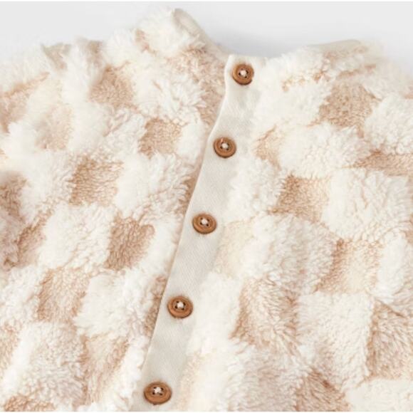 Cat & Jack Baby Shearling Romper - Cream - Size 3-6 Months - Picture 3 of 4